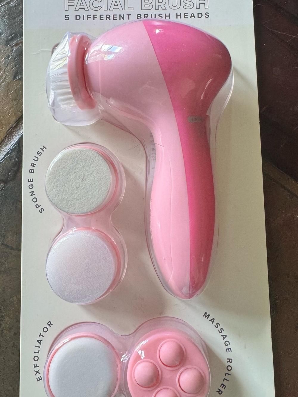 Pink Facial Cleansing Brush with 5 Brush Heads - Gentle Kids Skin Care